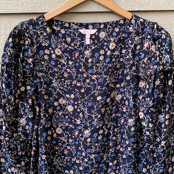 Rebecca Taylor Vivianna Floral Vine Silk Blouse Bows Tie Shoulder - Picture 5 of 10